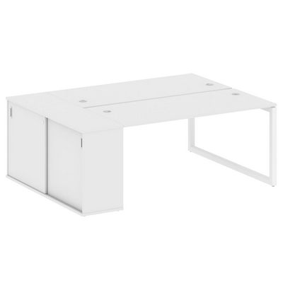 Metal System Quattro 5x5 50БО.РС-СШК-1.4 (Белый/Белый) Рабочая станция на О-образном м/к с опорным шкафом-купе