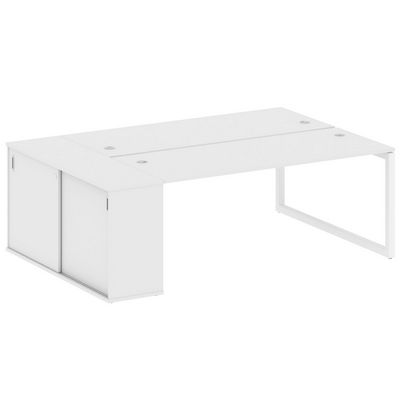 Metal System Quattro 5x5 50БО.РС-СШК-1.5 (Белый/Белый) Рабочая станция на О-образном м/к с опорным шкафом-купе