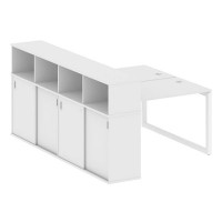 Metal System Quattro 5x5 50БО.РС-СШК-4.2 (Белый/Белый) Рабочая станция на О-образном м/к с опорным шкафом-купе