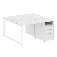 Metal System Quattro 5x5 50БО.РС-СТП-2.1 (Белый/Белый) Рабочая станция на О-образном м/к с опорной тумбой