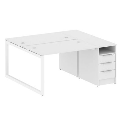 Metal System Quattro 5x5 50БО.РС-СТП-2.2 (Белый/Белый) Рабочая станция на О-образном м/к с опорной тумбой