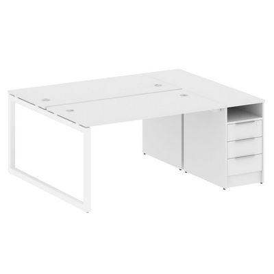 Metal System Quattro 5x5 50БО.РС-СТП-2.3 (Белый/Белый) Рабочая станция на О-образном м/к с опорной тумбой