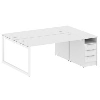 Metal System Quattro 5x5 50БО.РС-СТП-2.4 (Белый/Белый) Рабочая станция на О-образном м/к с опорной тумбой