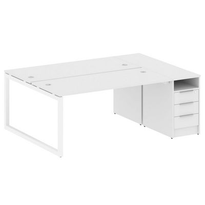 Metal System Quattro 5x5 50БО.РС-СТП-2.4 (Белый/Белый) Рабочая станция на О-образном м/к с опорной тумбой