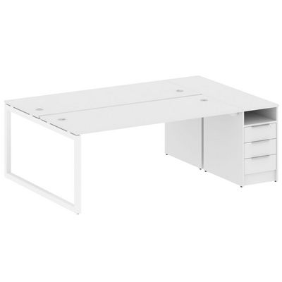 Metal System Quattro 5x5 50БО.РС-СТП-2.5 (Белый/Белый) Рабочая станция на О-образном м/к с опорной тумбой