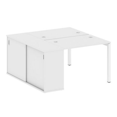 Metal System Quattro 5x5 50БП.РС-СШК-1.1 (Белый/Белый) Рабочая станция на П-образном м/к с опорным шкафом-купе