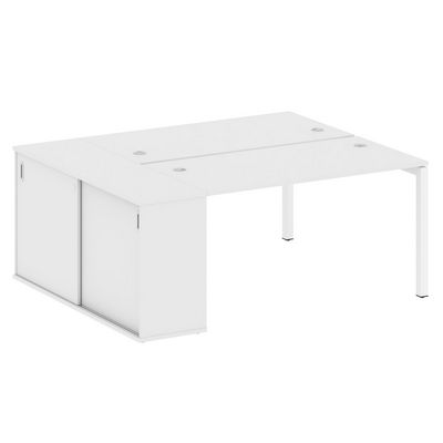 Metal System Quattro 5x5 50БП.РС-СШК-1.3 (Белый/Белый) Рабочая станция на П-образном м/к с опорным шкафом-купе