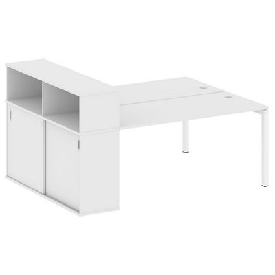 Metal System Quattro 5x5 50БП.РС-СШК-2.4 (Белый/Белый) Рабочая станция на П-образном м/к с опорным шкафом-купе