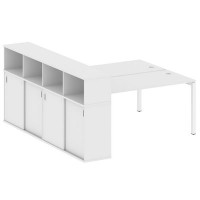 Metal System Quattro 5x5 50БП.РС-СШК-4.4 (Белый/Белый) Рабочая станция на П-образном м/к с опорным шкафом-купе