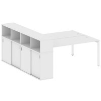 Metal System Quattro 5x5 50БП.РС-СШК-4.5 (Белый/Белый) Рабочая станция на П-образном м/к с опорным шкафом-купе