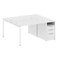 Metal System Quattro 5x5 50БП.РС-СТП-2.2 (Белый/Белый) Рабочая станция на П-образном м/к с опорной тумбой