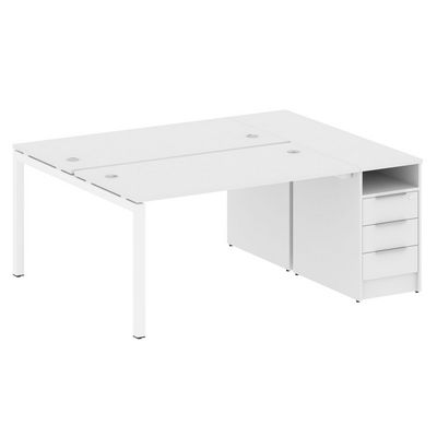 Metal System Quattro 5x5 50БП.РС-СТП-2.3 (Белый/Белый) Рабочая станция на П-образном м/к с опорной тумбой