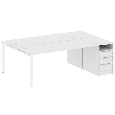 Metal System Quattro 5x5 50БП.РС-СТП-2.5 (Белый/Белый) Рабочая станция на П-образном м/к с опорной тумбой