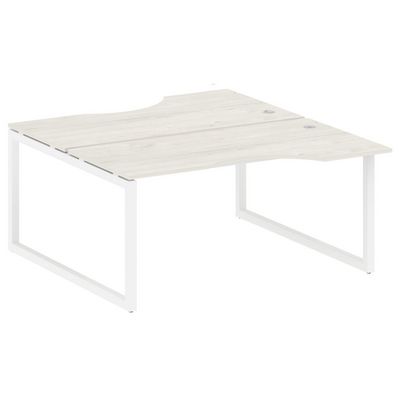 Metal System Quattro 5x5 50БО.РАС-СА-2.1 (Дуб наварра/Белый) Рабочая станция криволинейная на О-образном м/к