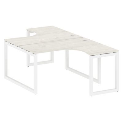 Metal System Quattro 5x5 50БО.РАС-СА-2.3 (Дуб наварра/Белый) Рабочая станция криволинейная на О-образном м/к