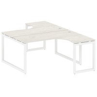 Metal System Quattro 5x5 50БО.РАС-СА-2.4 (Дуб наварра/Белый) Рабочая станция криволинейная на О-образном м/к