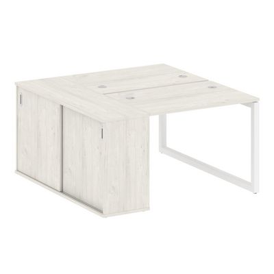 Metal System Quattro 5x5 50БО.РС-СШК-1.1 (Дуб наварра/Белый) Рабочая станция на О-образном м/к с опорным шкафом-купе