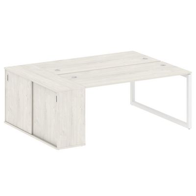 Metal System Quattro 5x5 50БО.РС-СШК-1.4 (Дуб наварра/Белый) Рабочая станция на О-образном м/к с опорным шкафом-купе