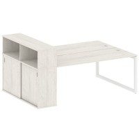 Metal System Quattro 5x5 50БО.РС-СШК-2.5 (Дуб наварра/Белый) Рабочая станция на О-образном м/к с опорным шкафом-купе