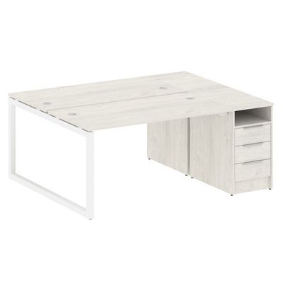 Metal System Quattro 5x5 50БО.РС-СТП-2.3 (Дуб наварра/Белый) Рабочая станция на О-образном м/к с опорной тумбой