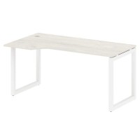 Metal System Quattro 5x5 50БО.СА-1 Л (Дуб наварра/Белый) Стол криволинейный левый на О-образном м/к