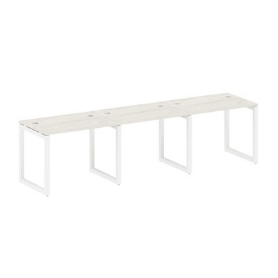 Metal System Quattro 5x5 50БО.СМ-3.1 (Дуб наварра/Белый) Рабочая станция на 3 раб.места на О-образном м/к