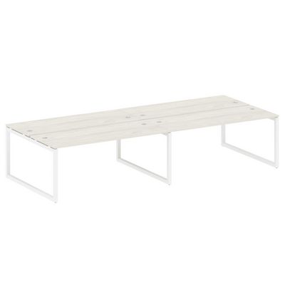 Metal System Quattro 5x5 50БО.СМ-4.5 (Дуб наварра/Белый) Рабочая станция на 4 раб.места на О-образном м/к