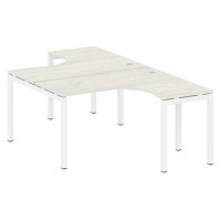 Metal System Quattro 5x5 50БП.РАС-СА-2.3 (Дуб наварра/Белый) Рабочая станция криволинейная на П-образном м/к