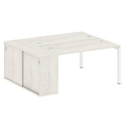 Metal System Quattro 5x5 50БП.РС-СШК-1.3 (Дуб наварра/Белый) Рабочая станция на П-образном м/к с опорным шкафом-купе