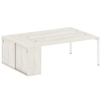 Metal System Quattro 5x5 50БП.РС-СШК-1.5 (Дуб наварра/Белый) Рабочая станция на П-образном м/к с опорным шкафом-купе