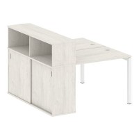 Metal System Quattro 5x5 50БП.РС-СШК-2.1 (Дуб наварра/Белый) Рабочая станция на П-образном м/к с опорным шкафом-купе