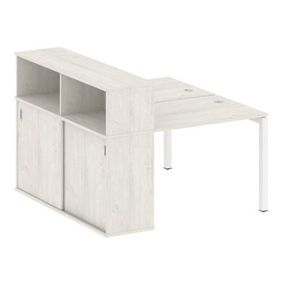 Metal System Quattro 5x5 50БП.РС-СШК-2.1 (Дуб наварра/Белый) Рабочая станция на П-образном м/к с опорным шкафом-купе