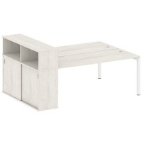 Metal System Quattro 5x5 50БП.РС-СШК-2.5 (Дуб наварра/Белый) Рабочая станция на П-образном м/к с опорным шкафом-купе