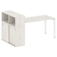 Metal System Quattro 5x5 50БП.РС-СШК-3.4 (Дуб наварра/Белый) Стол письменный на П-образном м/к с опорным шкафом-купе