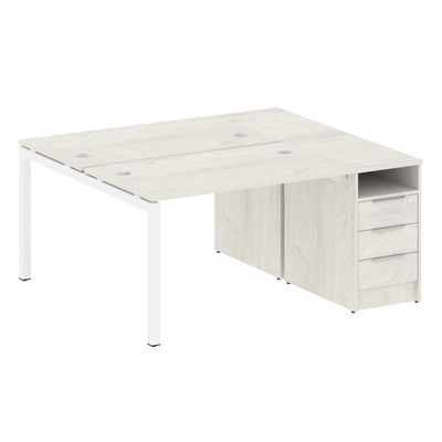 Metal System Quattro 5x5 50БП.РС-СТП-2.2 (Дуб наварра/Белый) Рабочая станция на П-образном м/к с опорной тумбой