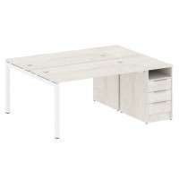 Metal System Quattro 5x5 50БП.РС-СТП-2.3 (Дуб наварра/Белый) Рабочая станция на П-образном м/к с опорной тумбой