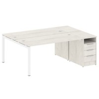 Metal System Quattro 5x5 50БП.РС-СТП-2.4 (Дуб наварра/Белый) Рабочая станция на П-образном м/к с опорной тумбой