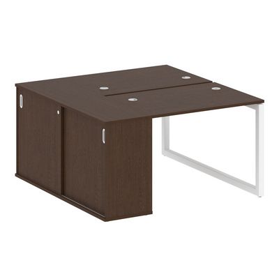 Metal System Quattro 5x5 50БО.РС-СШК-1.1 (Венге цаво/Белый) Рабочая станция на О-образном м/к с опорным шкафом-купе