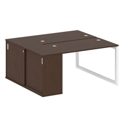 Metal System Quattro 5x5 50БО.РС-СШК-1.2 (Венге цаво/Белый) Рабочая станция на О-образном м/к с опорным шкафом-купе