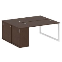 Metal System Quattro 5x5 50БО.РС-СШК-1.3 (Венге цаво/Белый) Рабочая станция на О-образном м/к с опорным шкафом-купе