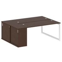 Metal System Quattro 5x5 50БО.РС-СШК-1.4 (Венге цаво/Белый) Рабочая станция на О-образном м/к с опорным шкафом-купе