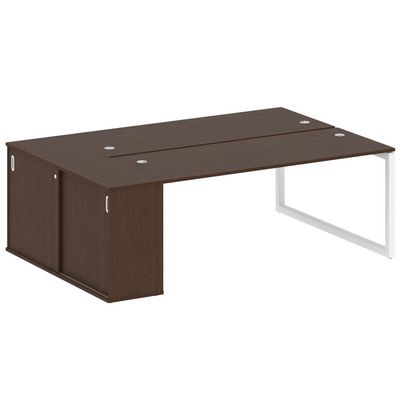 Metal System Quattro 5x5 50БО.РС-СШК-1.5 (Венге цаво/Белый) Рабочая станция на О-образном м/к с опорным шкафом-купе