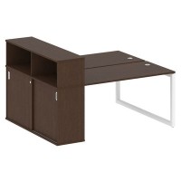 Metal System Quattro 5x5 50БО.РС-СШК-2.3 (Венге цаво/Белый) Рабочая станция на О-образном м/к с опорным шкафом-купе