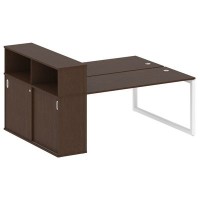 Metal System Quattro 5x5 50БО.РС-СШК-2.4 (Венге цаво/Белый) Рабочая станция на О-образном м/к с опорным шкафом-купе