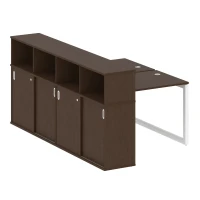 50БО.РС-СШК-4.1 (Венге цаво/Белый) Рабочая станция на О-образном м/к с опорным шкафом-купе