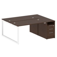 Metal System Quattro 5x5 50БО.РС-СТП-2.3 (Венге цаво/Белый) Рабочая станция на О-образном м/к с опорной тумбой