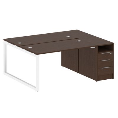 Metal System Quattro 5x5 50БО.РС-СТП-2.3 (Венге цаво/Белый) Рабочая станция на О-образном м/к с опорной тумбой