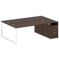 Metal System Quattro 5x5 50БО.РС-СТП-2.5 (Венге цаво/Белый) Рабочая станция на О-образном м/к с опорной тумбой