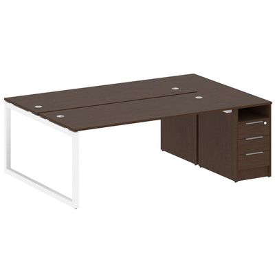 Metal System Quattro 5x5 50БО.РС-СТП-2.5 (Венге цаво/Белый) Рабочая станция на О-образном м/к с опорной тумбой