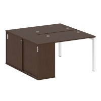 Metal System Quattro 5x5 50БП.РС-СШК-1.1 (Венге цаво/Белый) Рабочая станция на П-образном м/к с опорным шкафом-купе